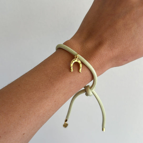 Green Bracelet Cord with Horseshoe
