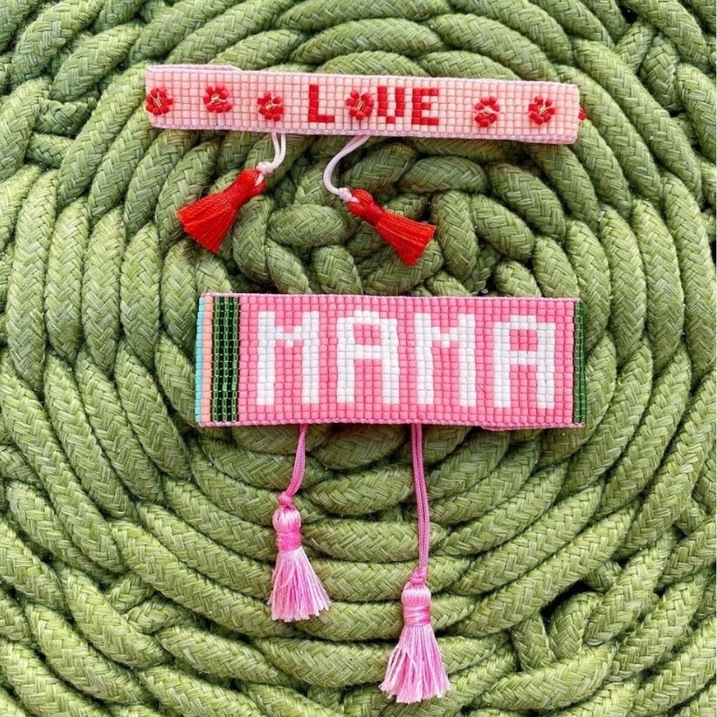 pink beaded mama bracelet