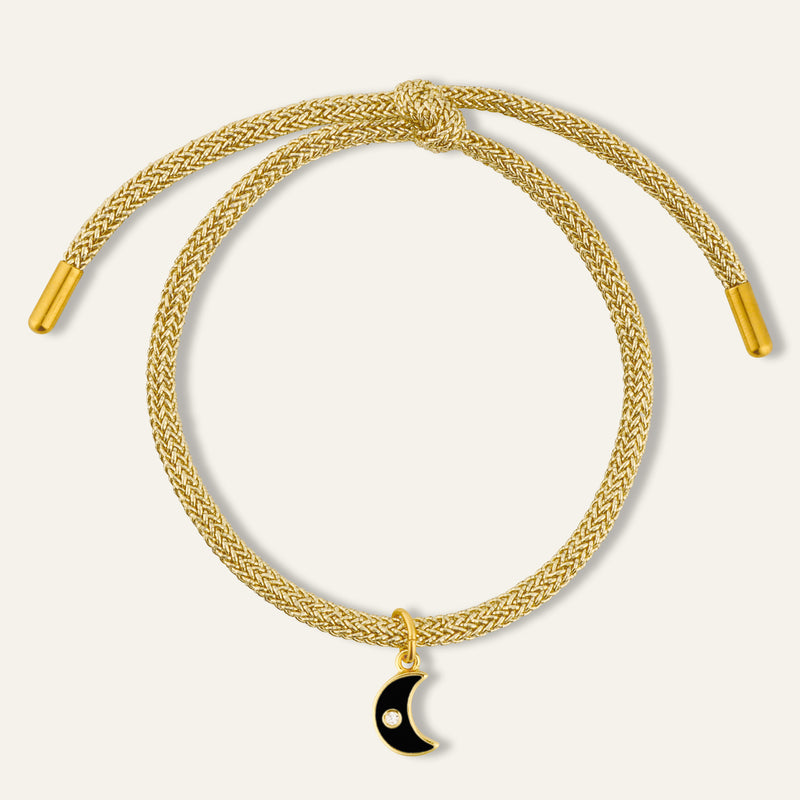 Gold Lurex with Black Enamel Moon