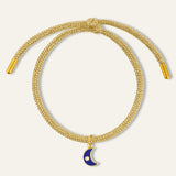 Gold Lurex with Navy Enamel Moon
