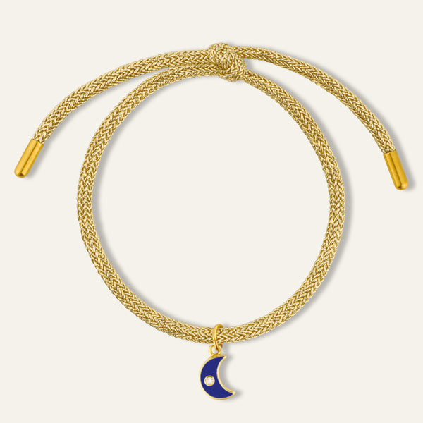 Gold Lurex with Navy Enamel Moon