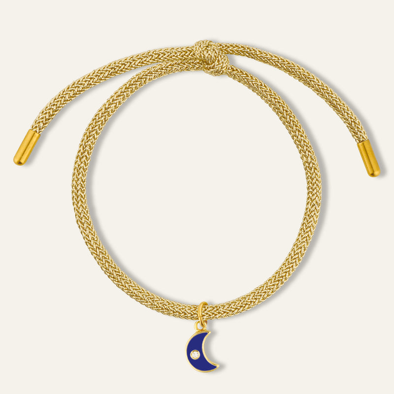 Gold Lurex with Navy Enamel Moon