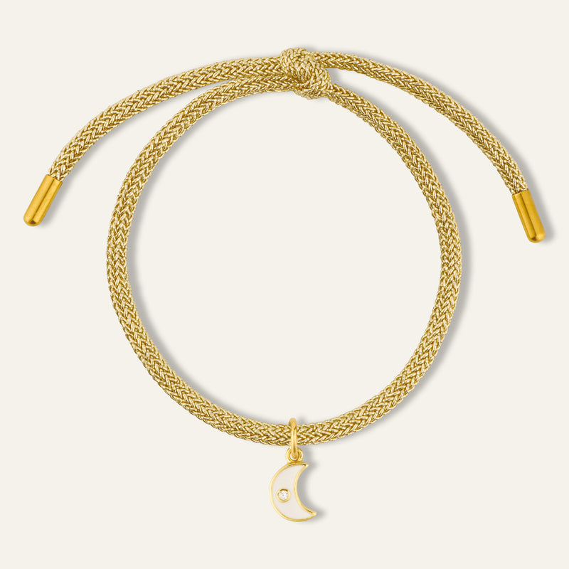 Gold Lurex with White Enamel Moon