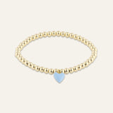 Bead Bracelet with Mini Blue Enamel Heart Charm