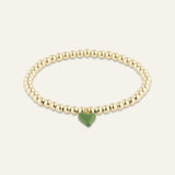 Bead Bracelet with Mini Green Enamel Heart Charm