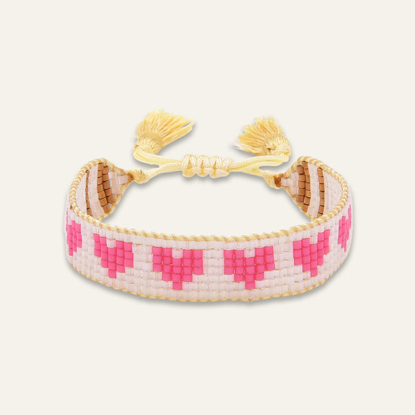 Kids' Pink Hearts Beaded Bracelet