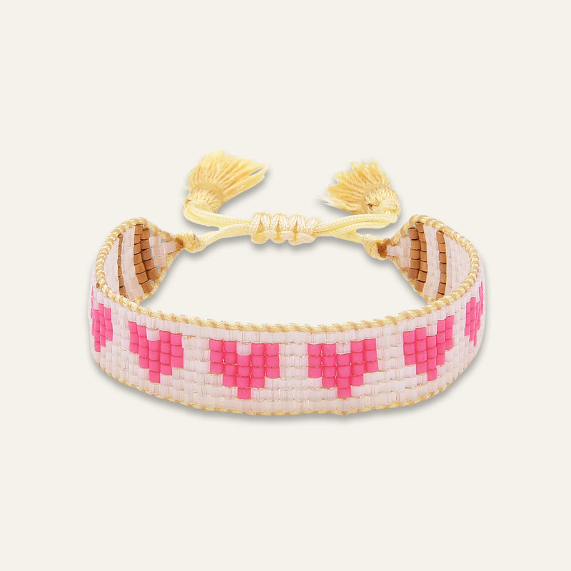 Kids' Pink Hearts Beaded Bracelet
