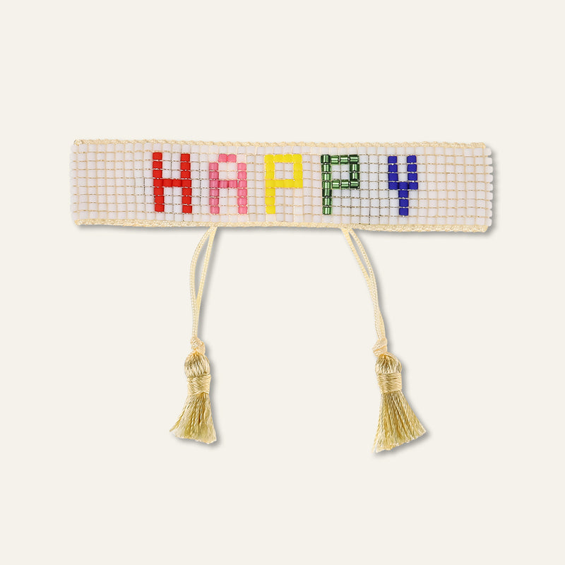 Rainbow HAPPY Beaded Bracelet