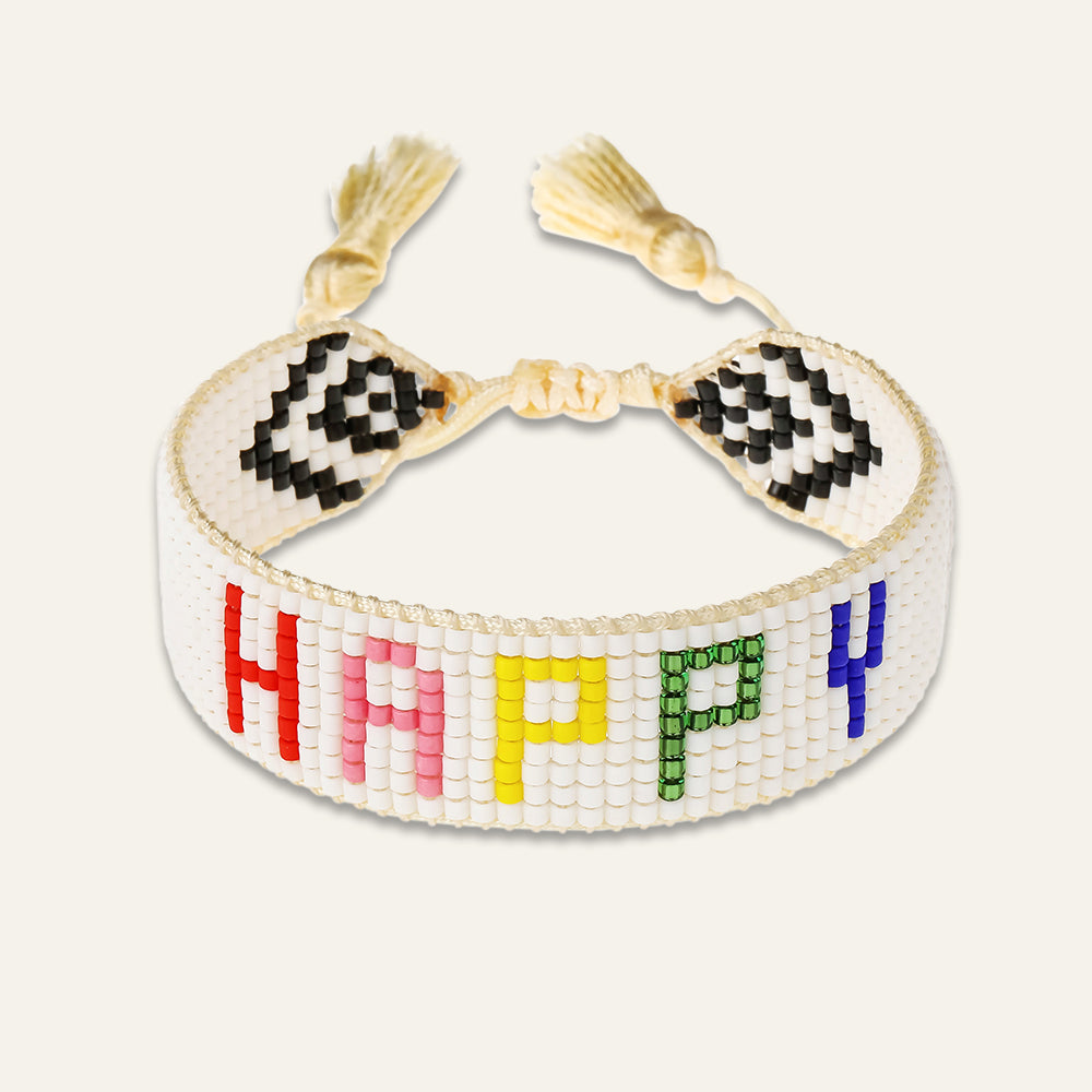 Rainbow HAPPY Beaded Bracelet