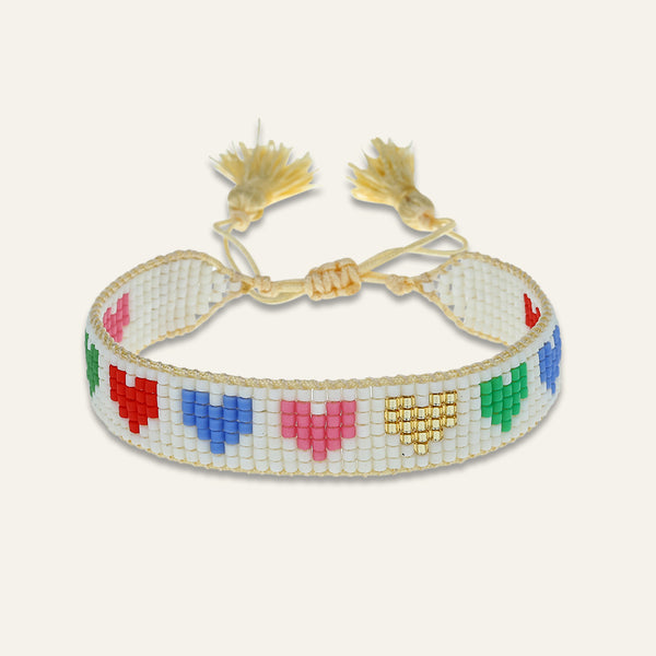 Rainbow Hearts Beaded Bracelet