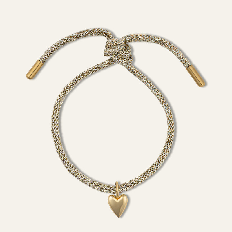 Gold Lurex Bracelet with Mini Heart