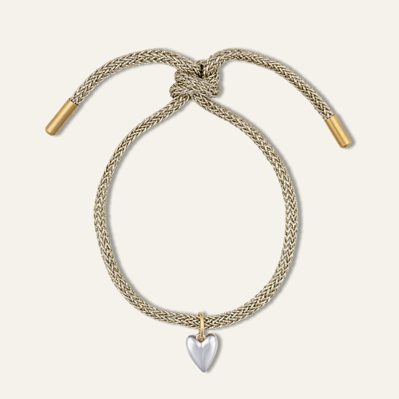 Gold Lurex Bracelet with Mini Heart