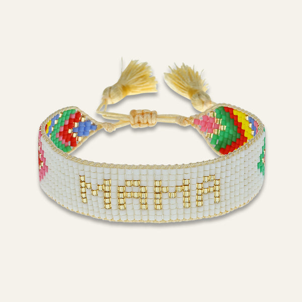 Chevron Rainbow MAMA Beaded Bracelet