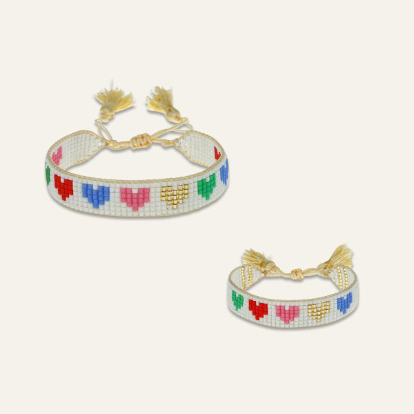 Mini & Me Hearts Beaded Bracelet Set