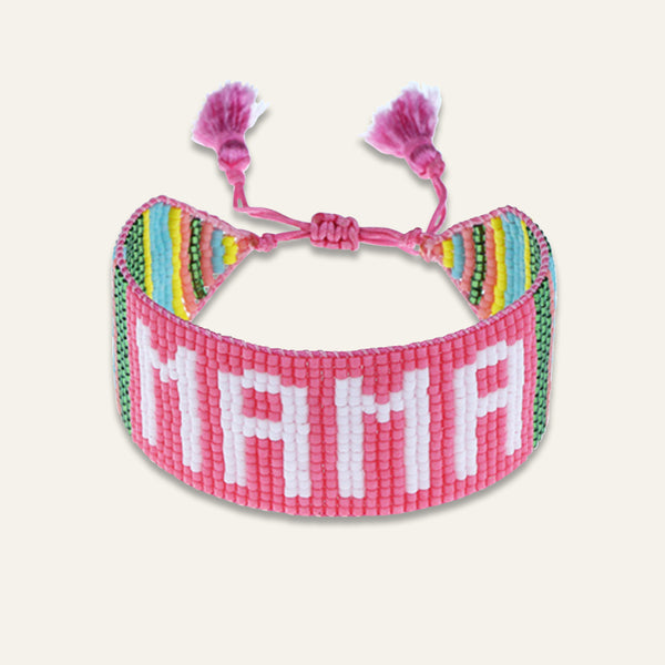 Pink MAMA Beaded Bracelet