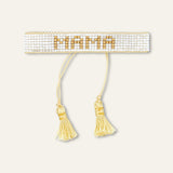 Small White & Gold MAMA  Beaded Bracelet