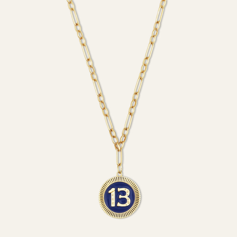 Lucky 13 Navy Poker Chip Necklace