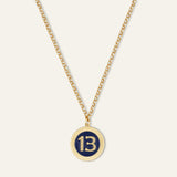 Lucky 13 Navy Poker Chip Belcher Necklace