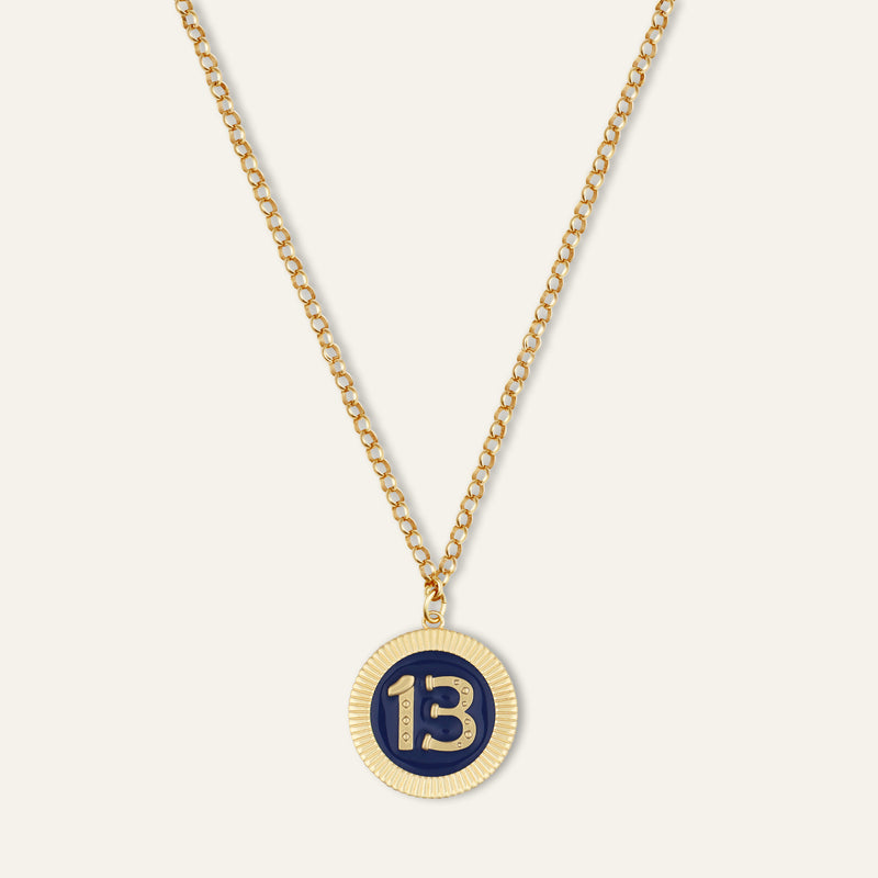 Lucky 13 Navy Poker Chip Belcher Necklace