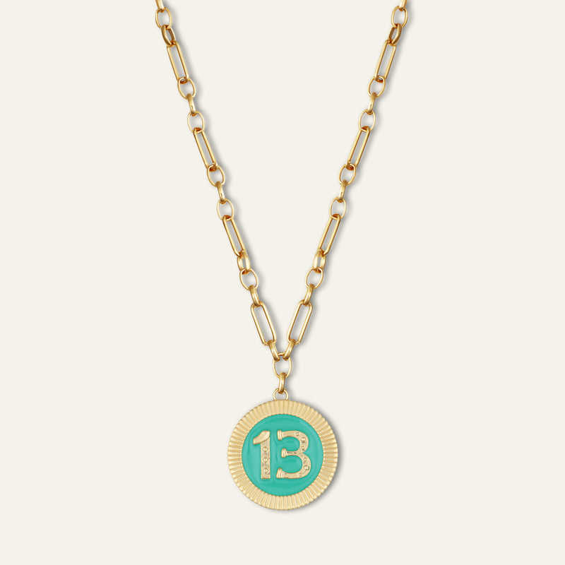 Lucky 13 Green Poker Chip Necklace
