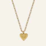 Small Ribbed Heart of Gold Necklace