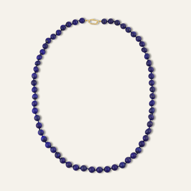 Long Lapis Lazuli Knotted Gemstone Necklace