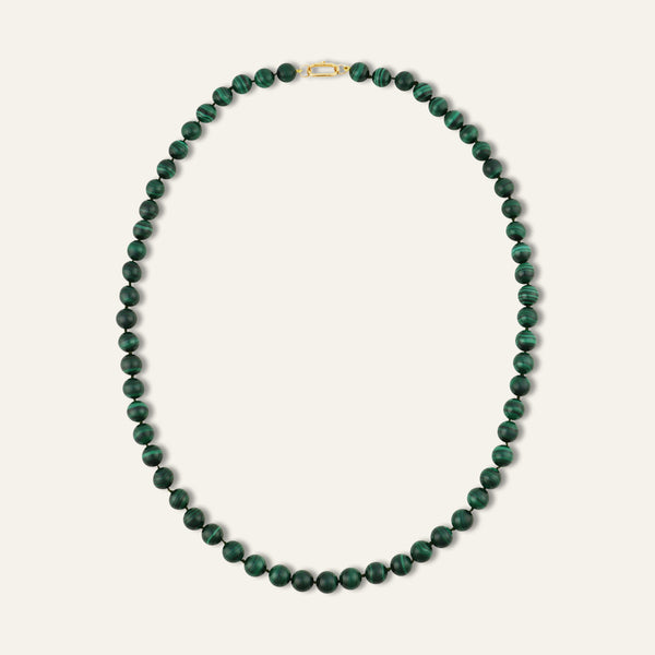 Long Malachite Knotted Gemstone Necklace