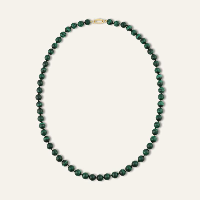 Long Malachite Knotted Gemstone Necklace