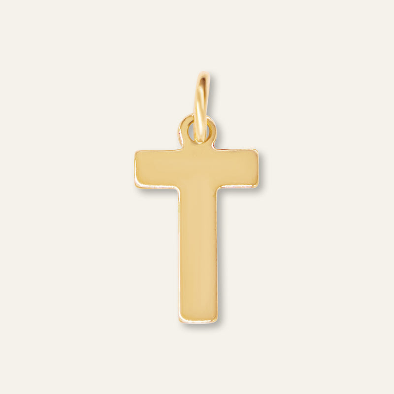 Flat Letter T Charm