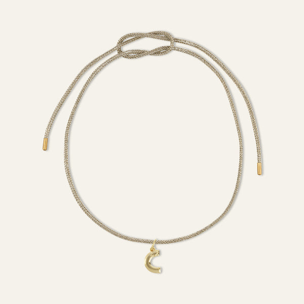 Gold Lurex Necklace Cord with Puffy Letter Charm