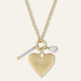 Percy Clip Necklace: Divine Spark Matchstick, Ribbed Heart of Gold, Cloud Pearl