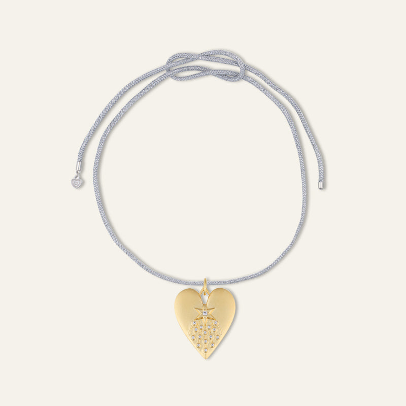 Halley's Heart Charm with Silver Lurex Cord