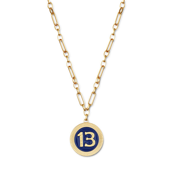 Lucky 13 Navy Poker Chip Necklace