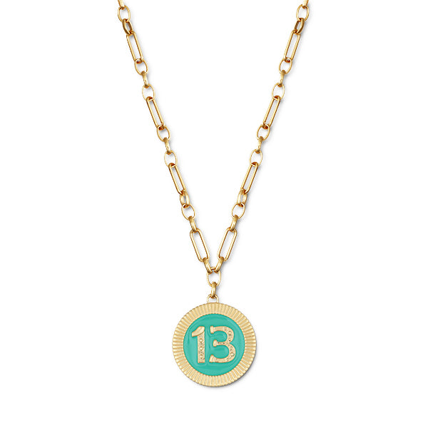 Lucky 13 Green Poker Chip Necklace