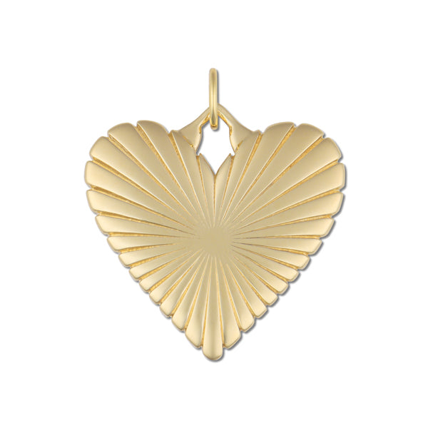 Ribbed Heart of Gold Charm