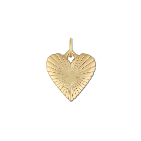 Small Ribbed Heart of Gold Charm