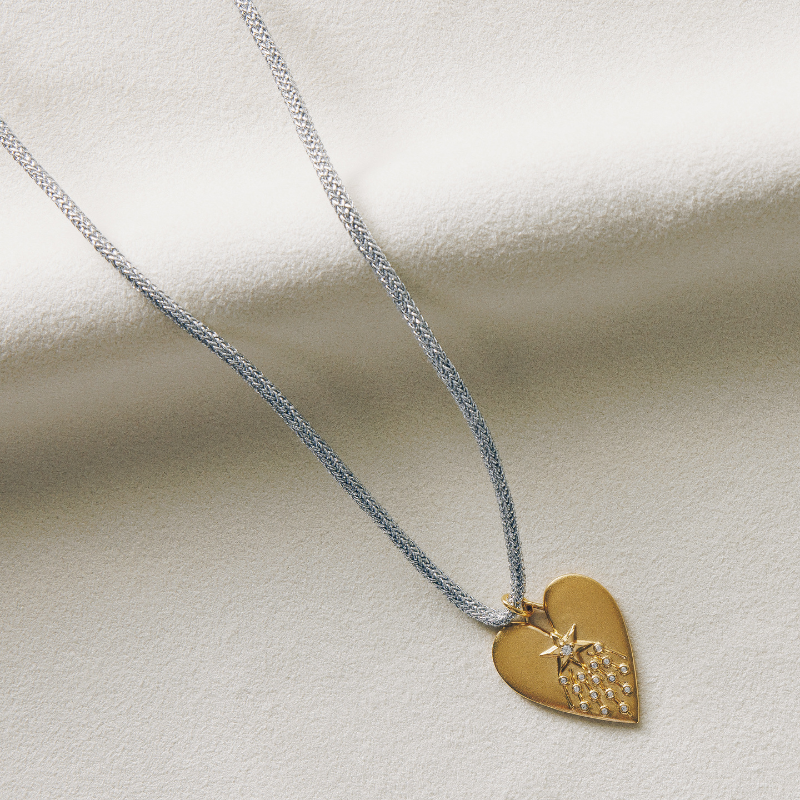 Halley's Heart on Silver Lurex Cord