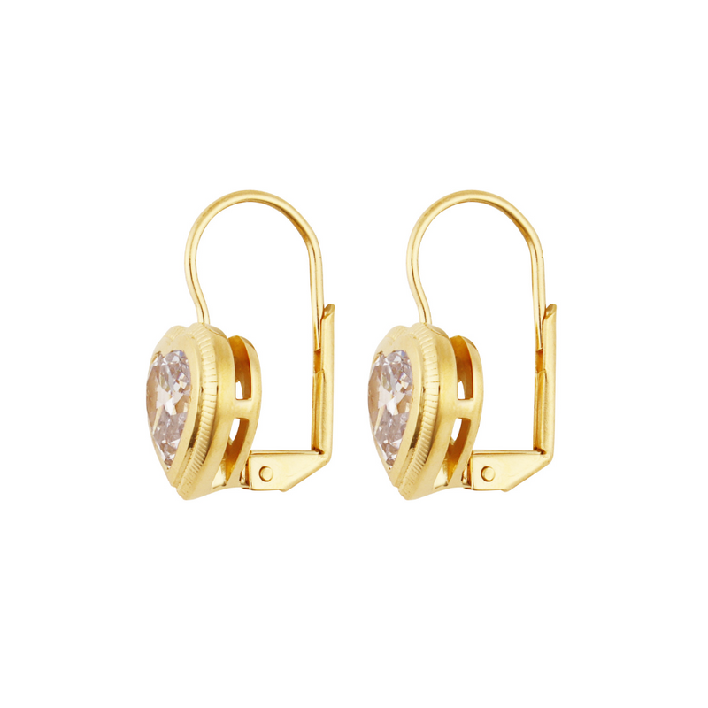 Bezel Heart Drop Earrings