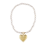 Pearl Necklace with Radiant MAMA Heart