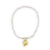 Pearl Necklace with Small Luck and Love Clover