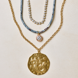 Bezel Tennis Necklace, HART x Hill House Gemstone Mosaic Necklace Cord with Pink Bezel, Mermaid Charm Necklace