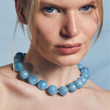 Jumbo Aquamarine Knotted Gemstone Necklace
