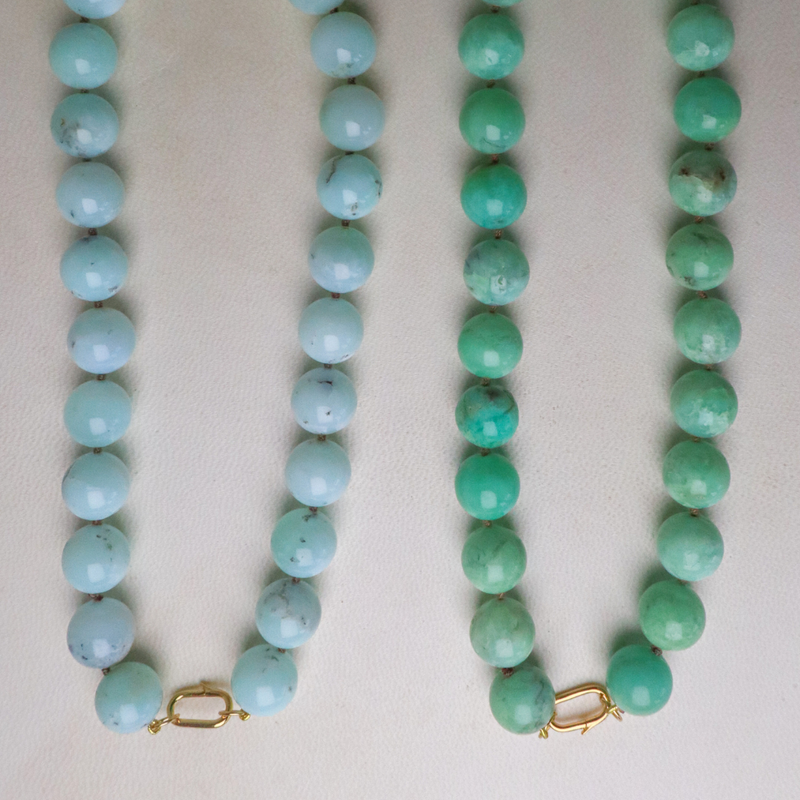 アクセサリー Harrison Jumbo Chrysoprase Knotted Gemstone Necklace – HART