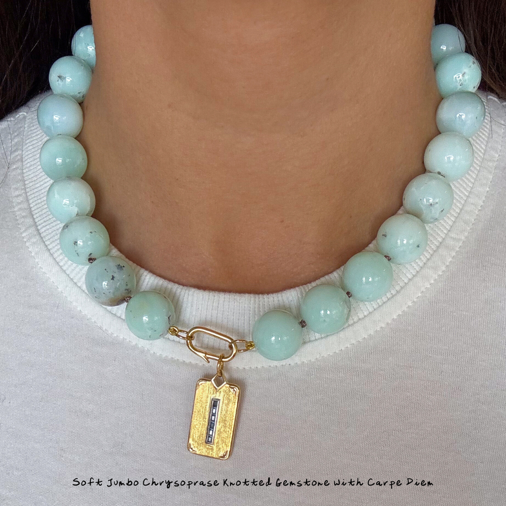 アクセサリー Harrison Jumbo Chrysoprase Knotted Gemstone Necklace – HART