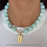 Jumbo Chrysoprase Knotted Gemstone Necklace with Carpe Diem