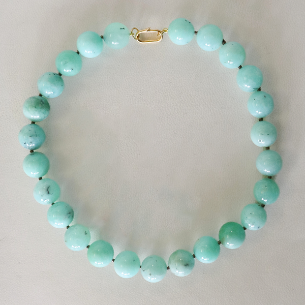 Jumbo Chrysoprase Knotted Gemstone Necklace