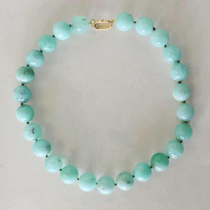 Jumbo Chrysoprase Knotted Gemstone Necklace