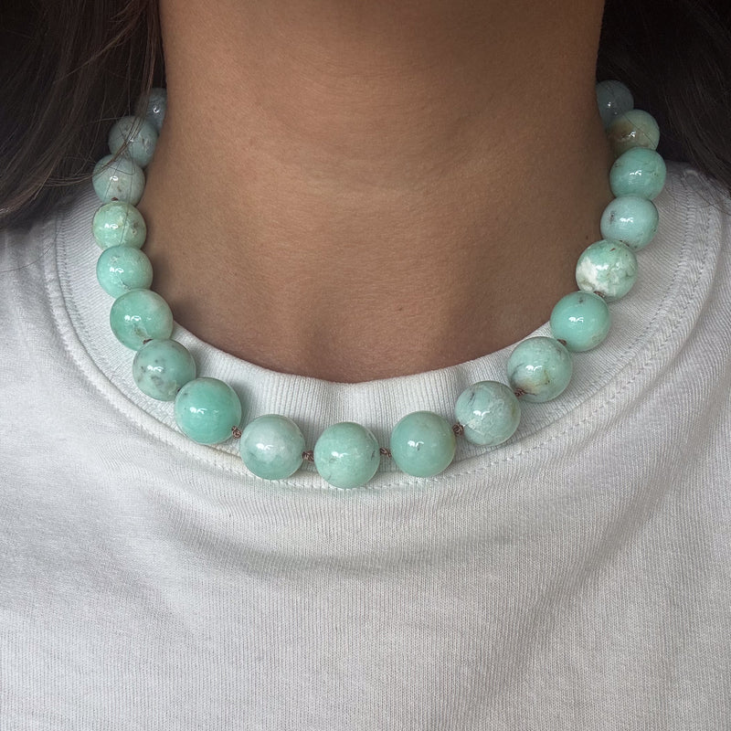 Jumbo Chrysoprase Knotted Gemstone Necklace