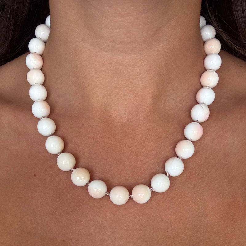 Jumbo Knotted Conch Shell Gemstone Necklace