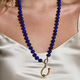 Jumbo Long Lapis Lazuli Knotted Gemstone Necklace